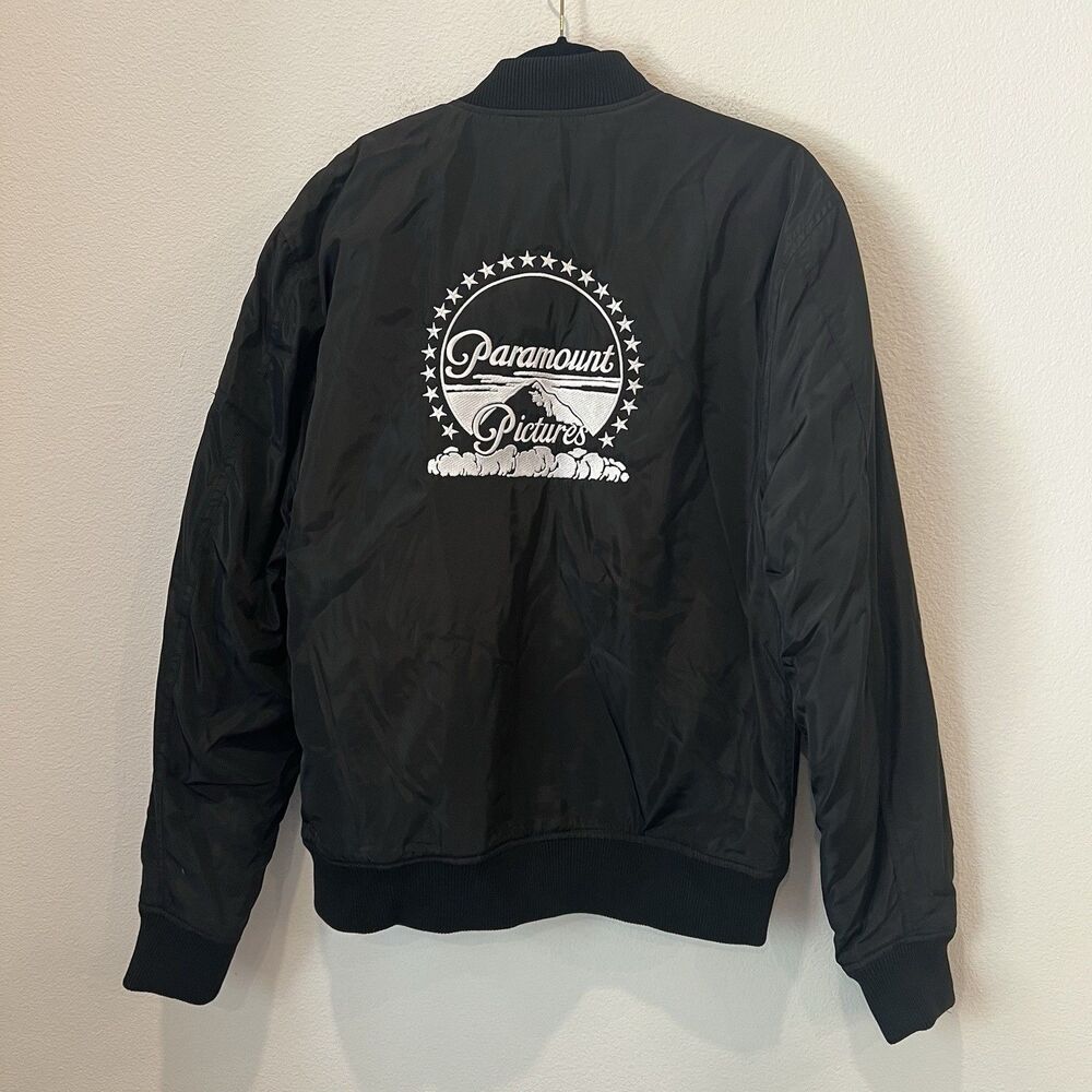 Paramount Pictures Men’s Bomber Black Jacket Large Embroidered Career Uniform
